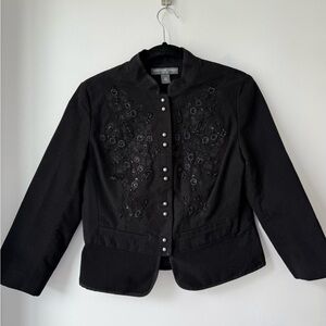 VINTAGE Josephine Chaus Black Embroidered Blazer | Size 10P